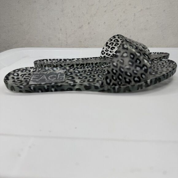Anthropologie Matisse Clear Jelly Slides Animal Print Size 10 Beach Flip Flops - Picture 3 of 8